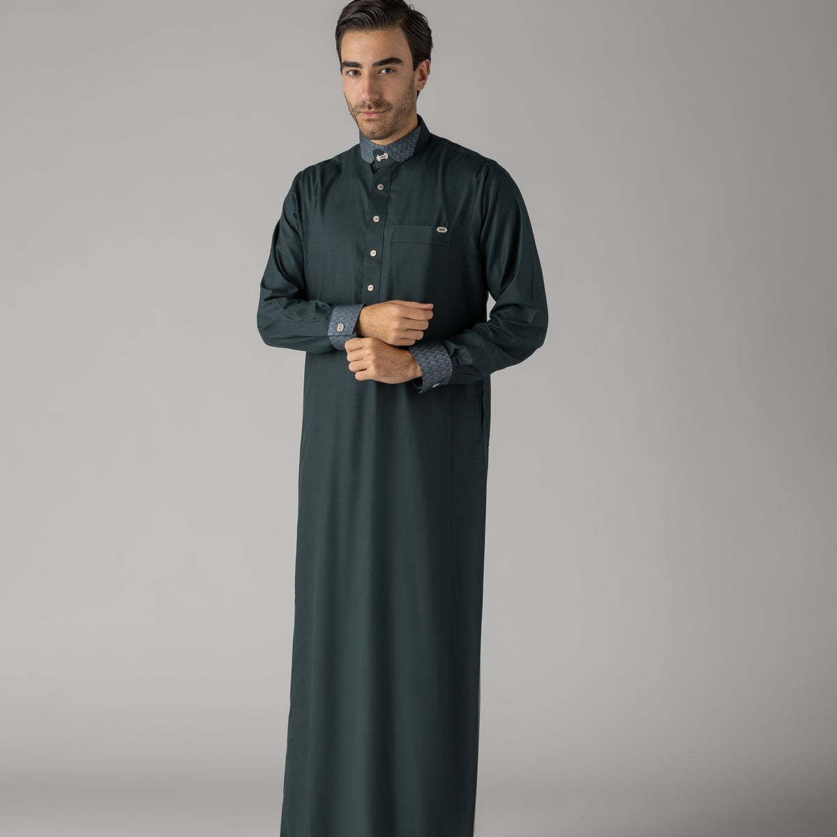 J153 Storm Green Cutaway Thobe – Sunnah Souk
